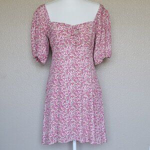 ASTR  the dress- Pink floral print puff sleeve dress-  New